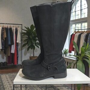 Bussola Trapani Tulsa Black Tall Boots Buckle Detail Minimal Urban Size 9